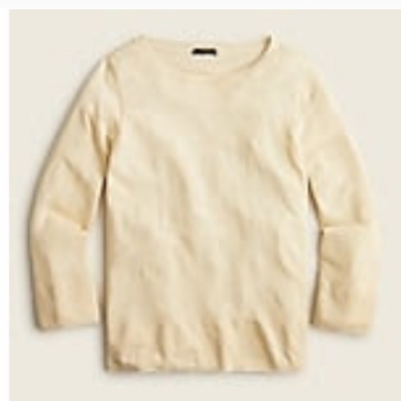 J CREW 100% Linen Knit Loose Fit Crewneck Cream Size S M L XL - Picture 2 of 9